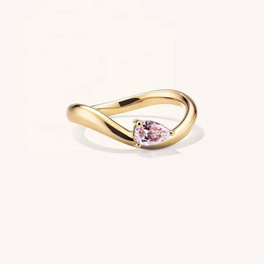 Pink Floating Teardrop Zirconia Ring