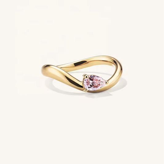 Pink Floating Teardrop Zirconia Ring
