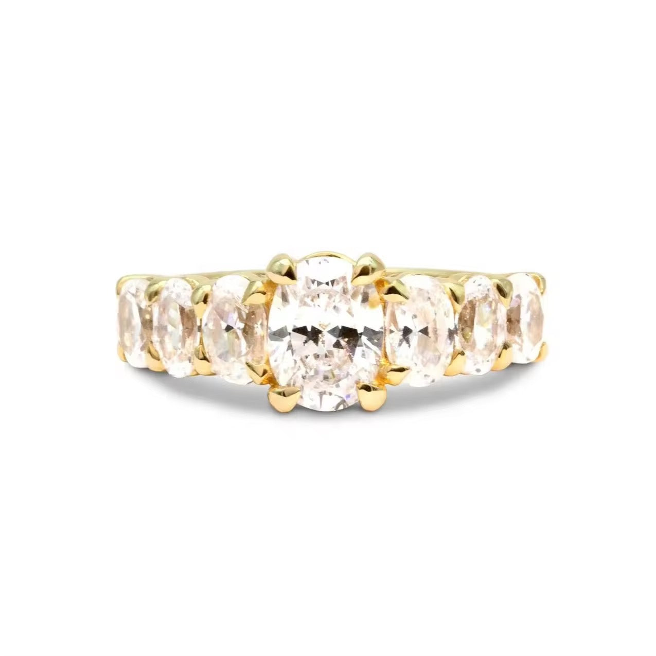 Oval Zirconia Cluster Ring