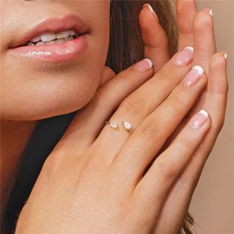 Open Shining Pear ring
