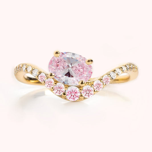 Pink Floating Zirconia Ring