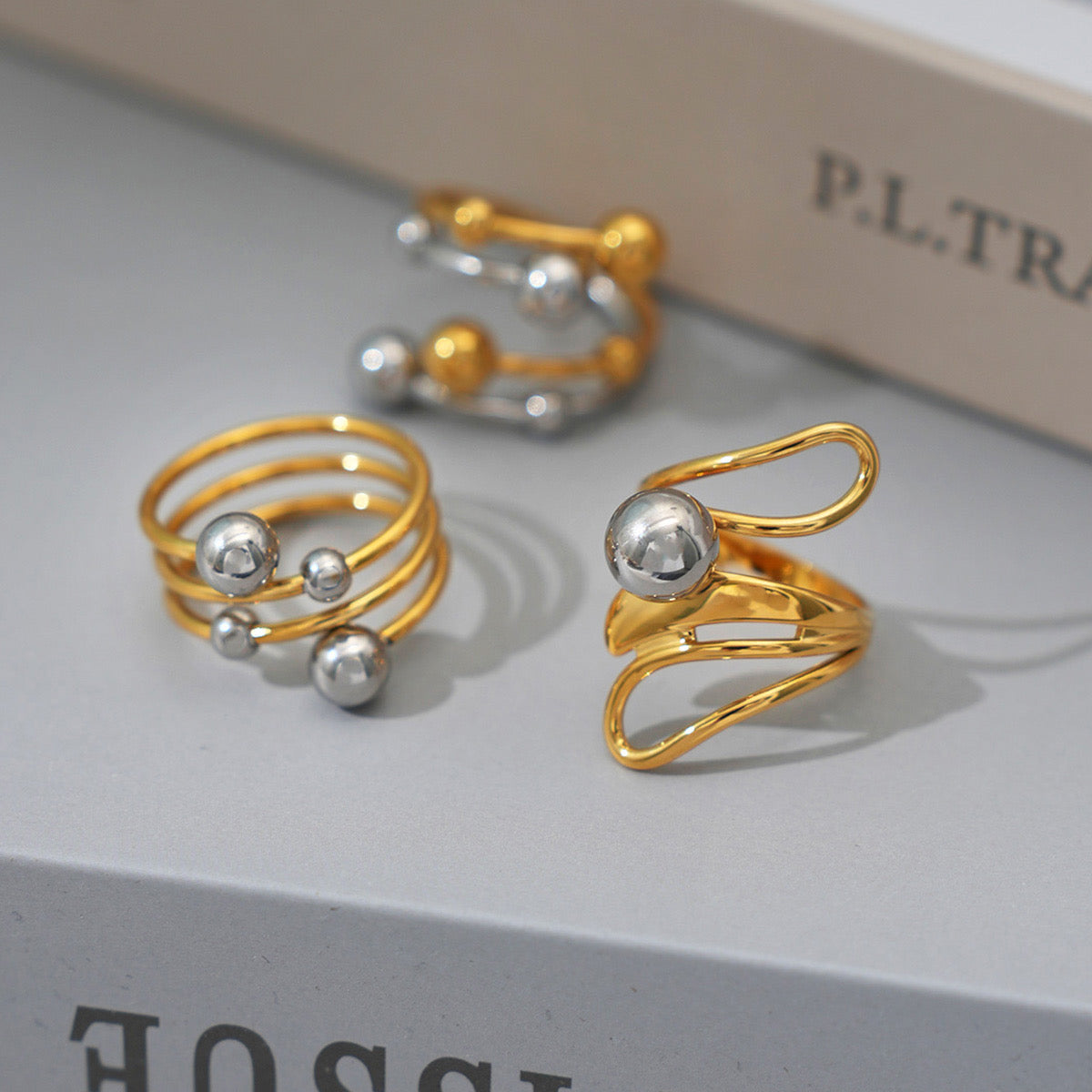 Gold and Ruthenium Wrap Ring